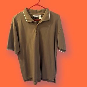 Performance Outfitters Mens Short Sleeve Polo Shirt Medium Sand with Cream Trim